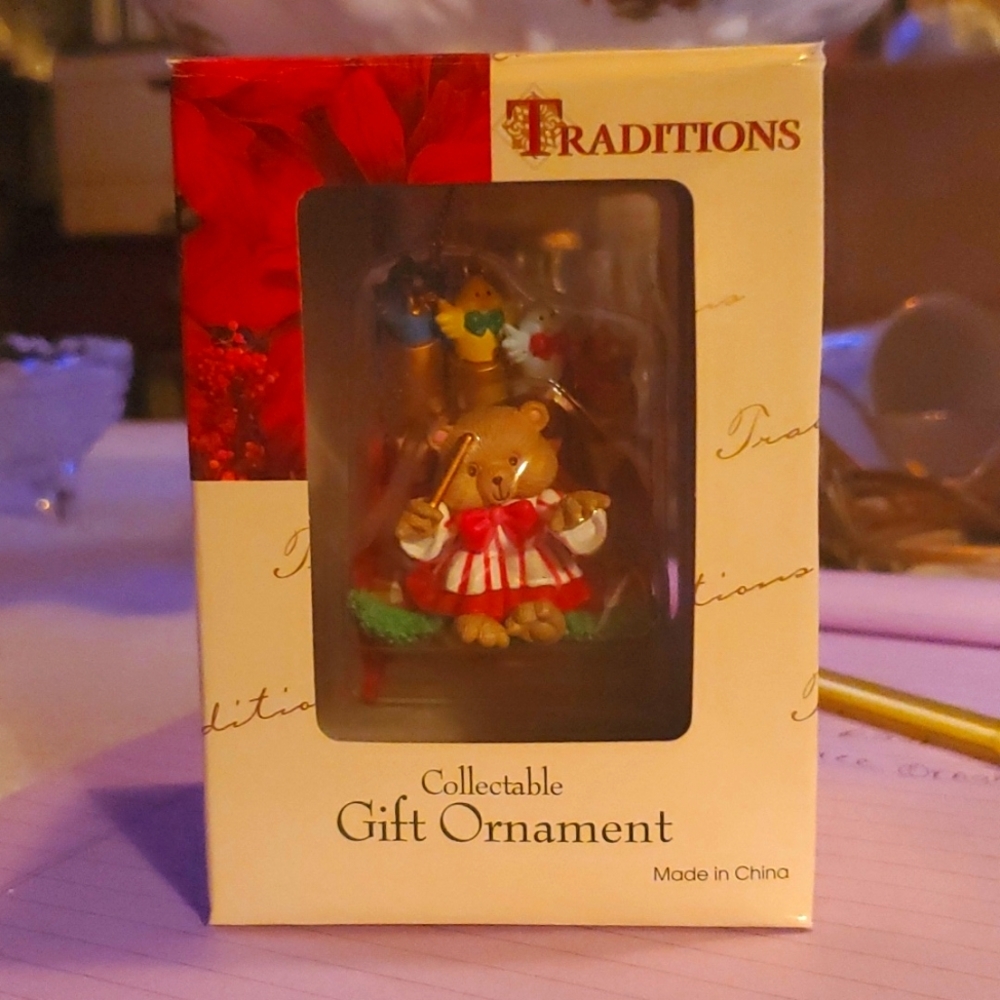 Vintage Christmas Tree Ornament Bear on Pipe Organ